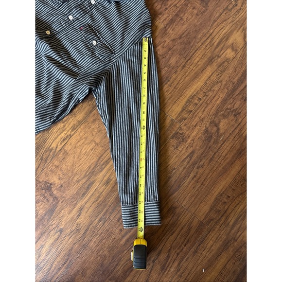 Levi's THE WORKER Men's L Relaxed Fit Black Gray Stripped Long Sleeve - Picture 6 of 7